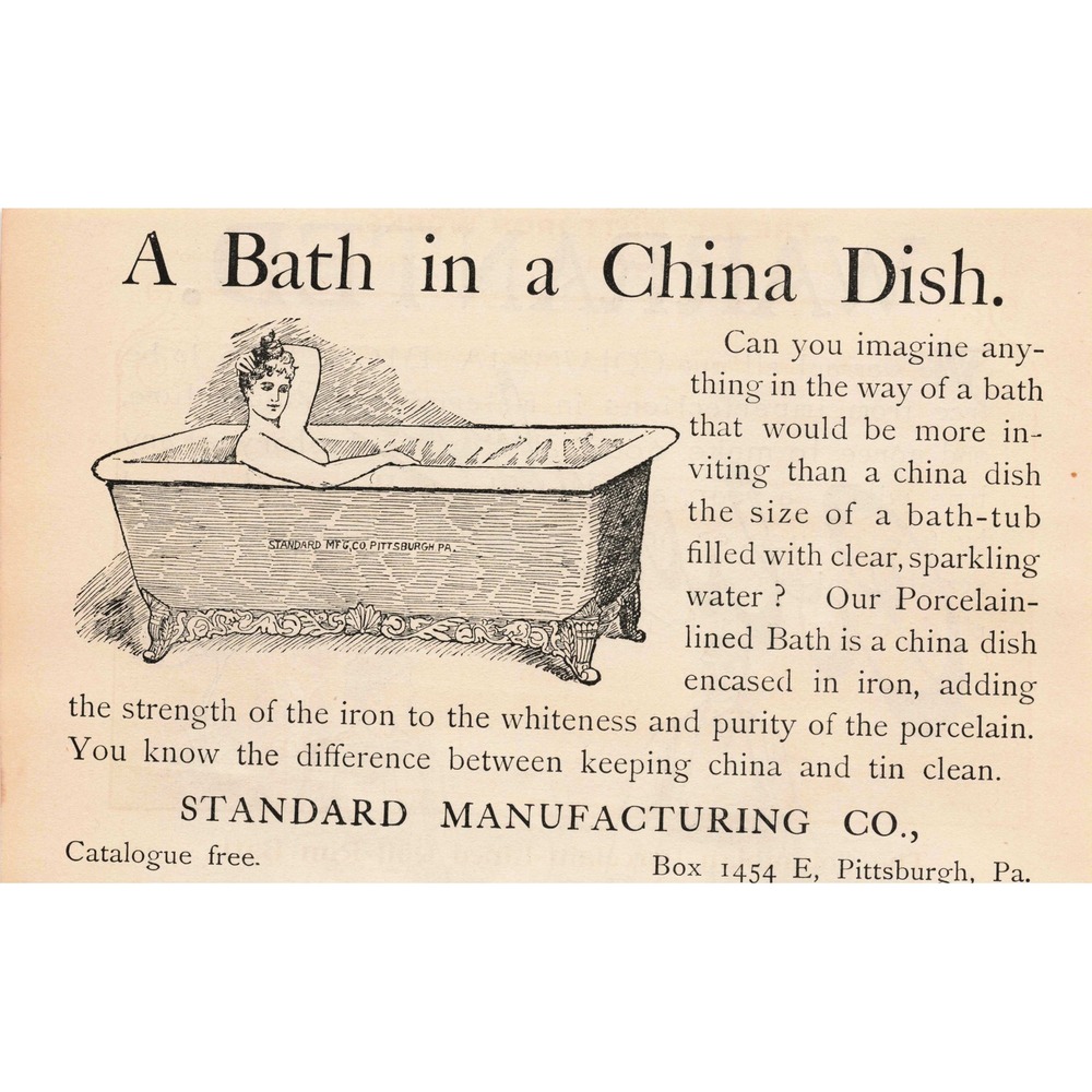 1892 Standard Manufacturing Co Porcelain Lined Bath Tub Advertisement Vintage